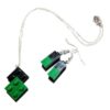 Conjunto pendientes y collar negro y verde bisutería artesanal LEGO®