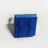 Conjunto pendientes y anillo azul doble bisutería artesanal LEGO ®