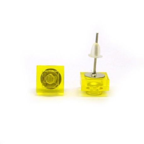 Pendientes amarillo translúcido 1x1 cuadrados