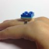 Conjunto pendientes y anillo azul doble bisutería artesanal LEGO ®