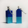 Conjunto pendientes y anillo azul doble bisutería artesanal LEGO ®