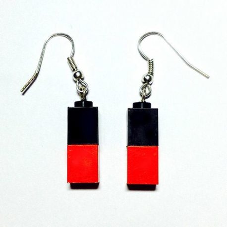 Pendientes largos de LEGO ® rojos y negros